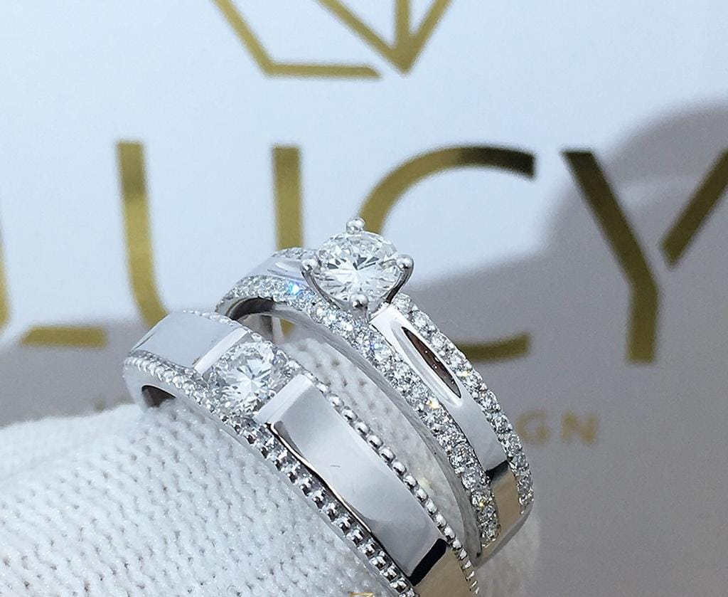 Luxury Sparkle Couple Ring Set – Forever Begins Here