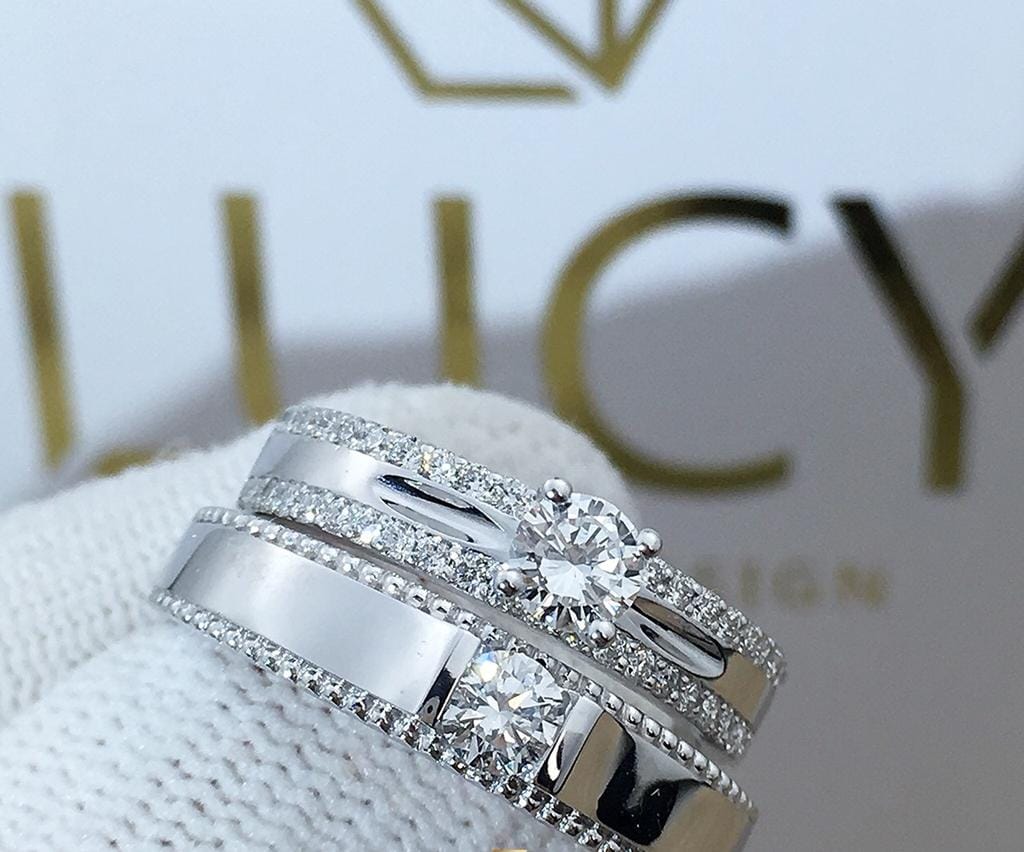 Luxury Sparkle Couple Ring Set – Forever Begins Here